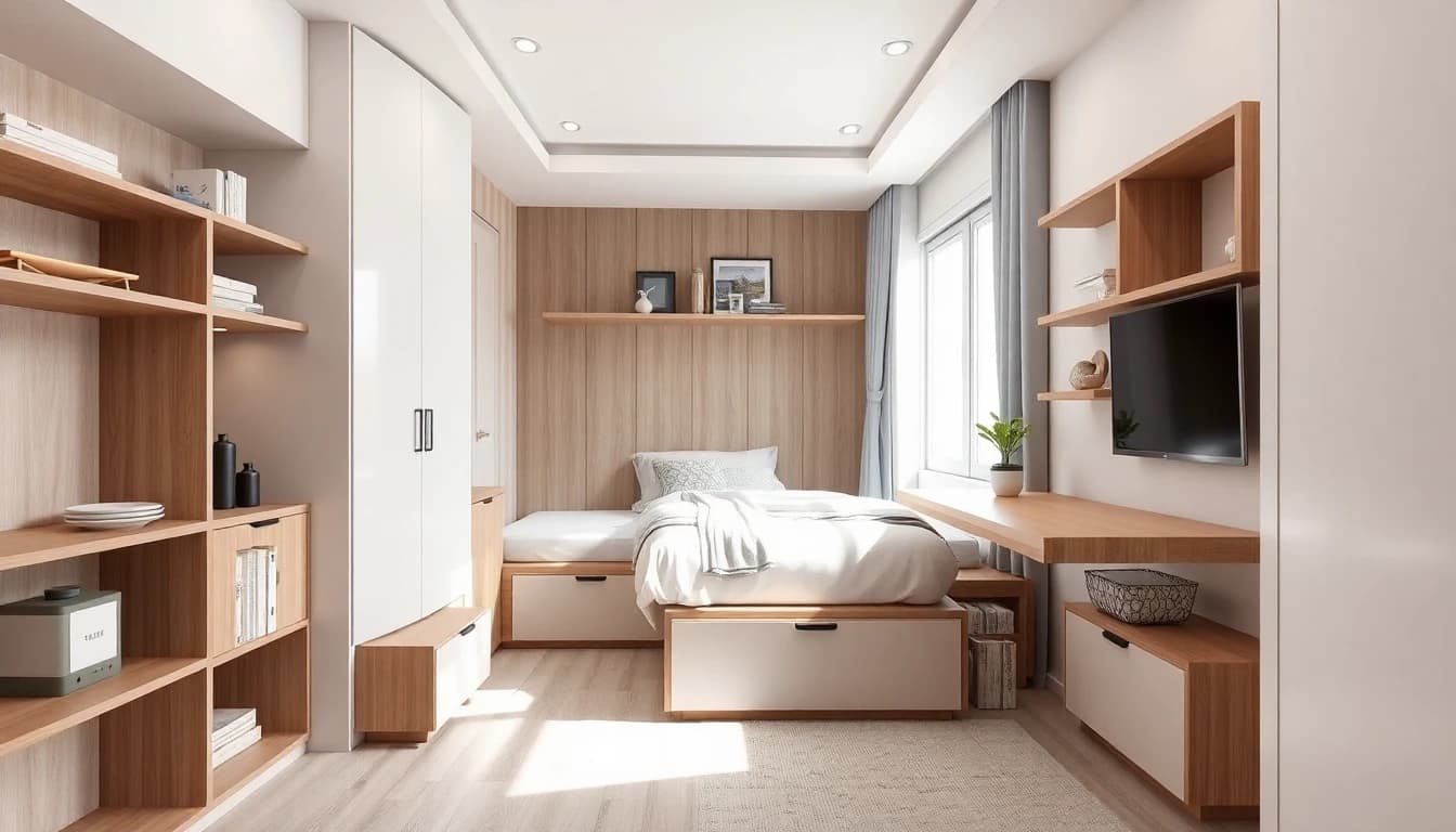Kleines Zimmer einrichten mit KI - Platzsparende Möbel und moderne Einrichtungsideen